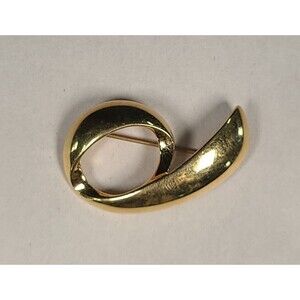 Vintage Monet Signed Gold Tone Ribbon Pin Brooch Costume Fashion Jewelry